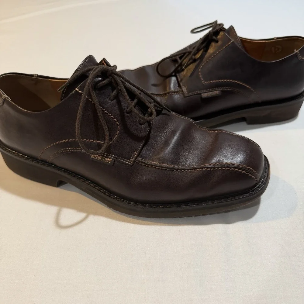Mephisto Goodyear Welt Leather  Derby Shoes Dark Brown Men's 8.5 US